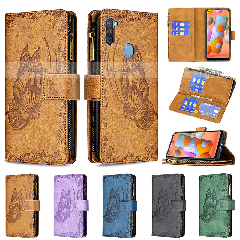 Leather Case Stands Butterfly Flip Cover Holder B03F for Samsung Galaxy M11