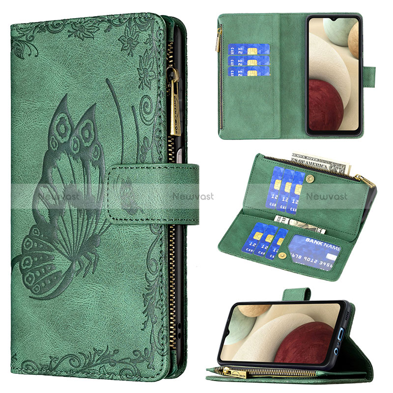 Leather Case Stands Butterfly Flip Cover Holder B03F for Samsung Galaxy M12