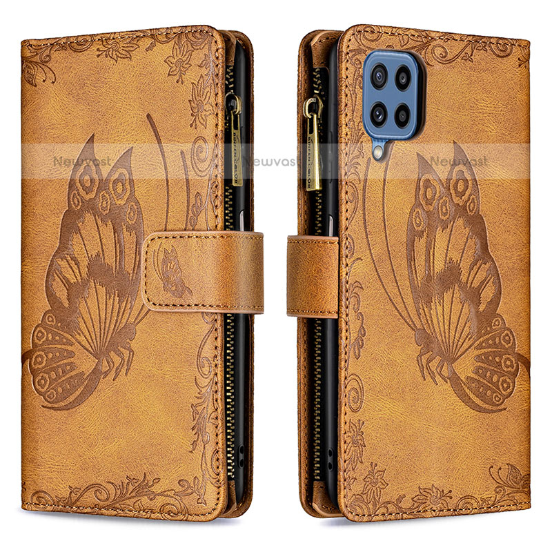 Leather Case Stands Butterfly Flip Cover Holder B03F for Samsung Galaxy M32 4G