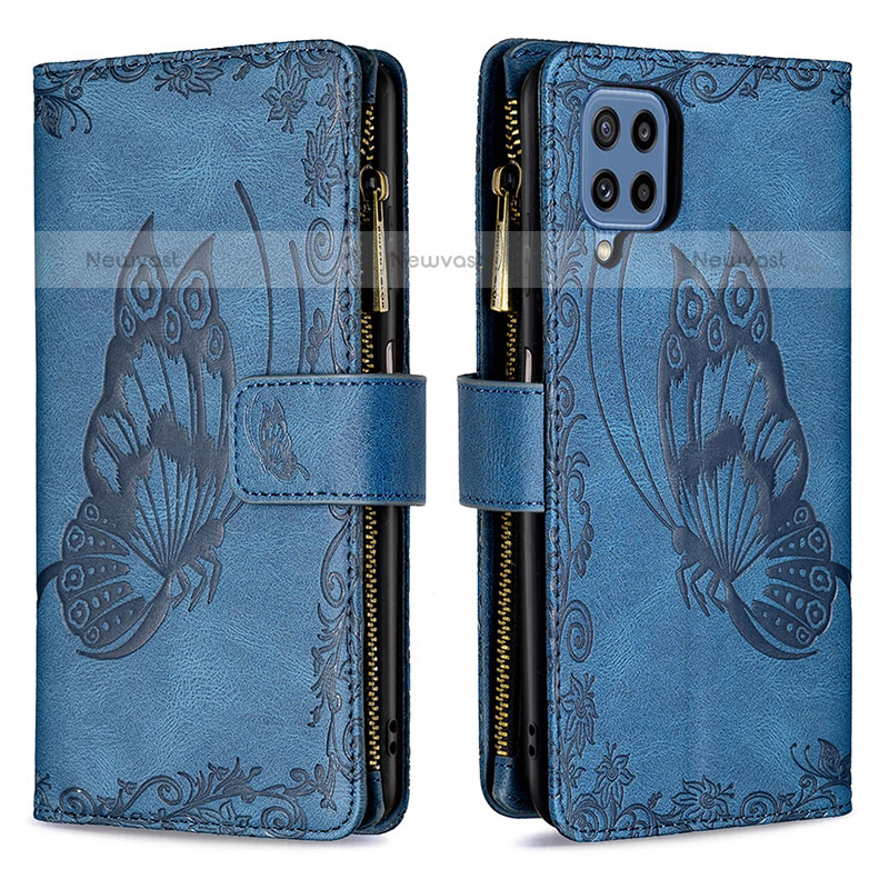 Leather Case Stands Butterfly Flip Cover Holder B03F for Samsung Galaxy M32 4G