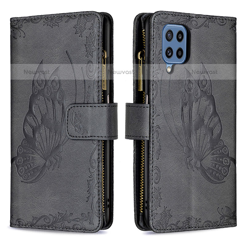 Leather Case Stands Butterfly Flip Cover Holder B03F for Samsung Galaxy M32 4G