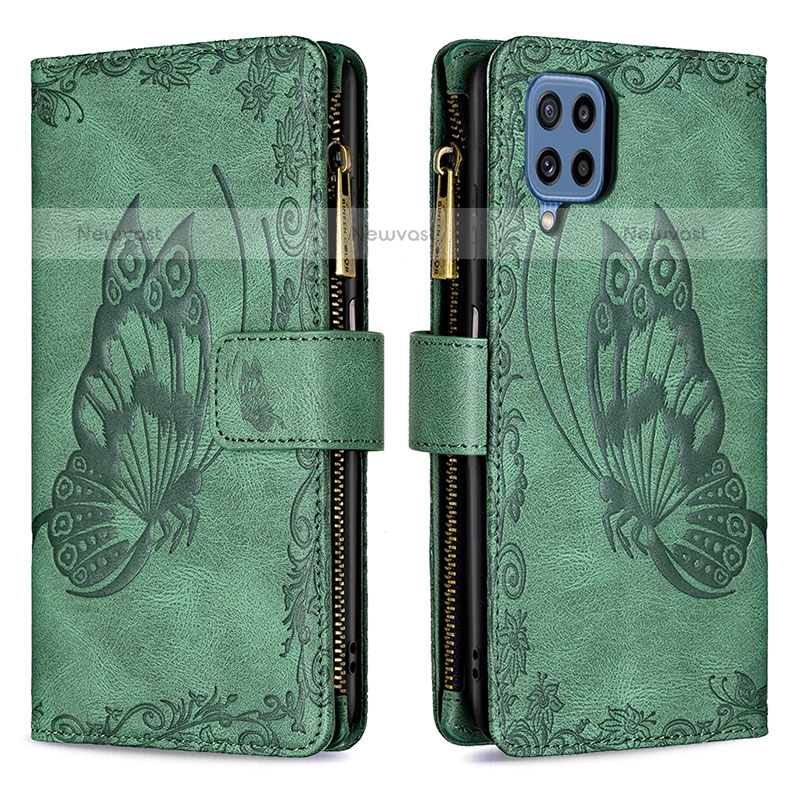 Leather Case Stands Butterfly Flip Cover Holder B03F for Samsung Galaxy M32 4G