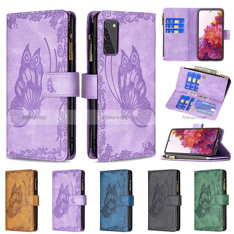 Leather Case Stands Butterfly Flip Cover Holder B03F for Samsung Galaxy S20 FE 4G