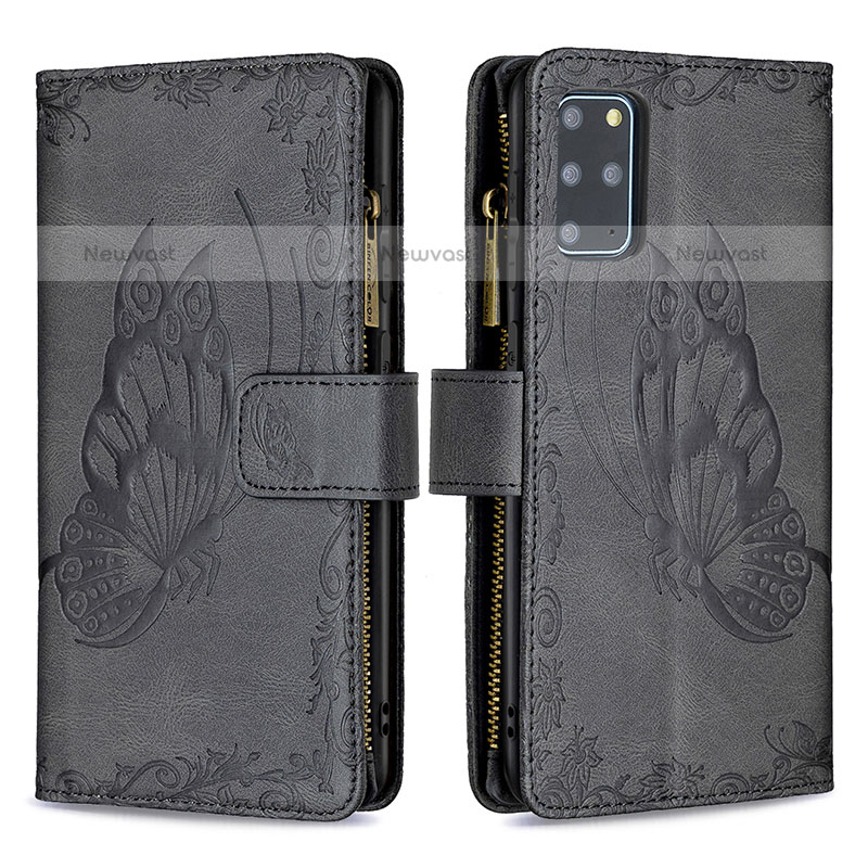 Leather Case Stands Butterfly Flip Cover Holder B03F for Samsung Galaxy S20 Plus 5G Black