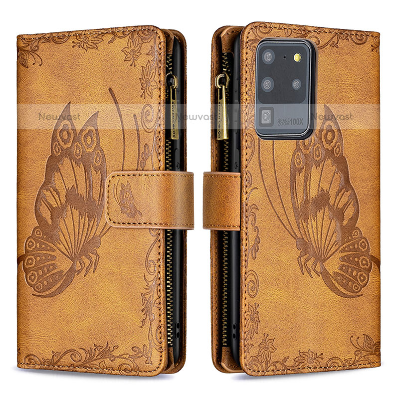 Leather Case Stands Butterfly Flip Cover Holder B03F for Samsung Galaxy S20 Ultra