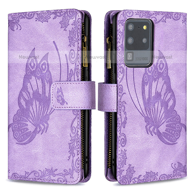 Leather Case Stands Butterfly Flip Cover Holder B03F for Samsung Galaxy S20 Ultra 5G