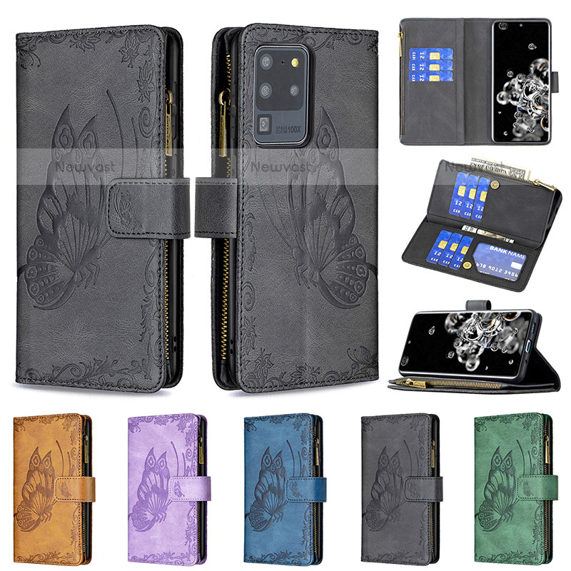 Leather Case Stands Butterfly Flip Cover Holder B03F for Samsung Galaxy S20 Ultra 5G