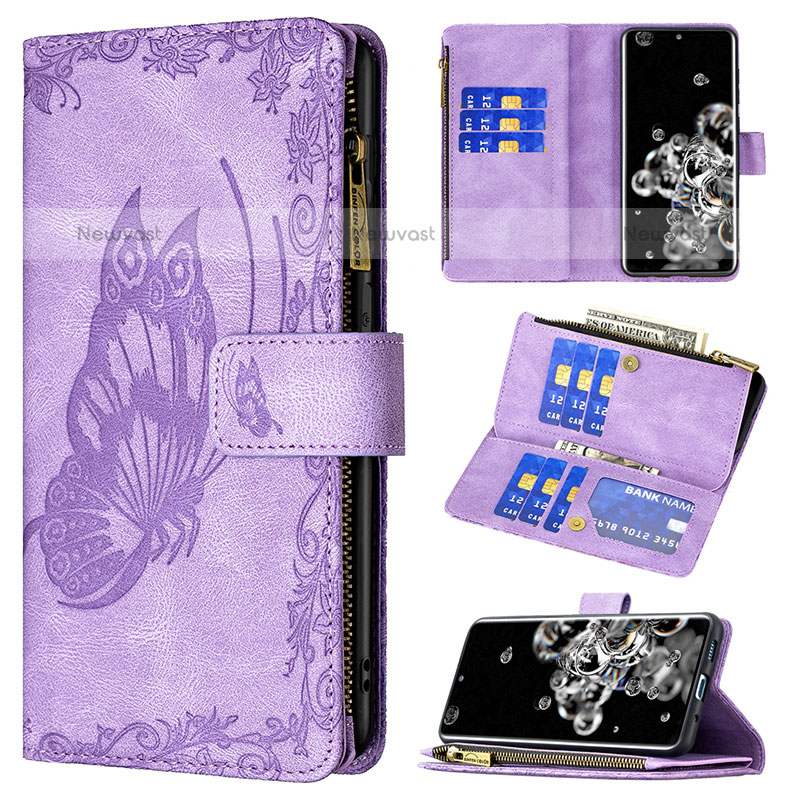 Leather Case Stands Butterfly Flip Cover Holder B03F for Samsung Galaxy S20 Ultra