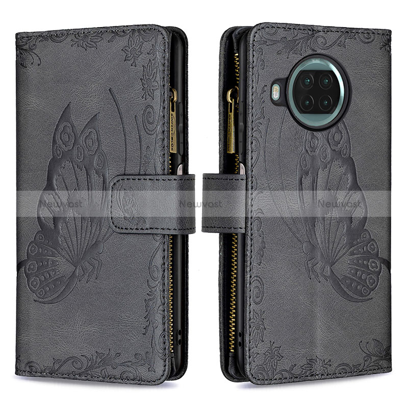 Leather Case Stands Butterfly Flip Cover Holder B03F for Xiaomi Mi 10i 5G Black