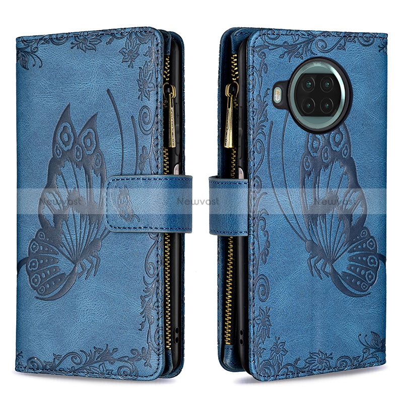 Leather Case Stands Butterfly Flip Cover Holder B03F for Xiaomi Mi 10T Lite 5G Blue