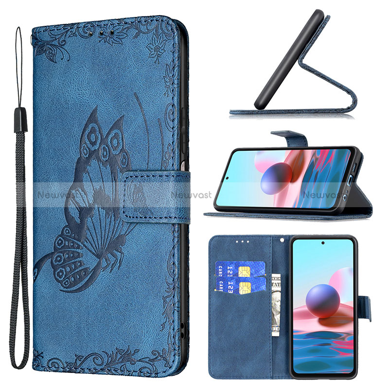 Leather Case Stands Butterfly Flip Cover Holder B03F for Xiaomi Poco M5S