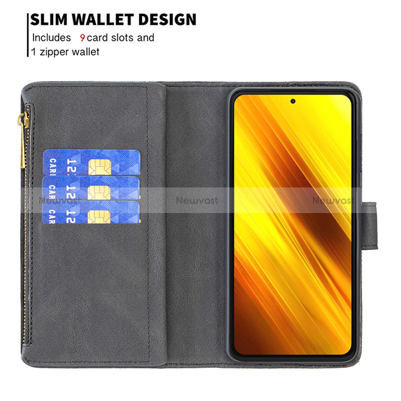 Leather Case Stands Butterfly Flip Cover Holder B03F for Xiaomi Poco X3 NFC