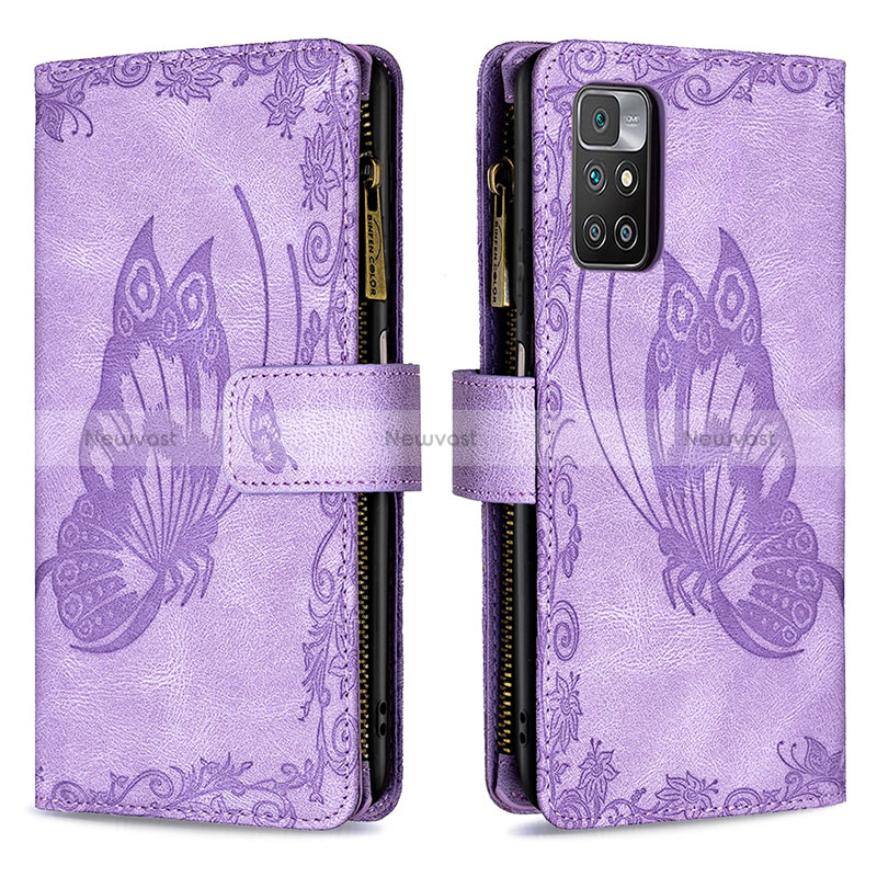 Leather Case Stands Butterfly Flip Cover Holder B03F for Xiaomi Redmi 10 (2022)