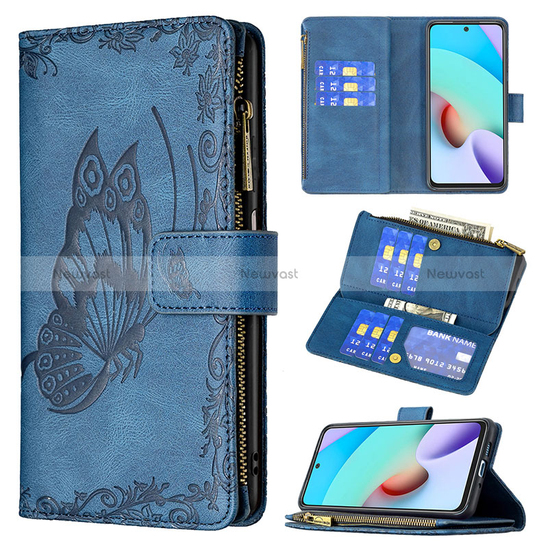 Leather Case Stands Butterfly Flip Cover Holder B03F for Xiaomi Redmi 10 (2022)