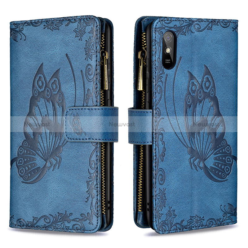 Leather Case Stands Butterfly Flip Cover Holder B03F for Xiaomi Redmi 9A