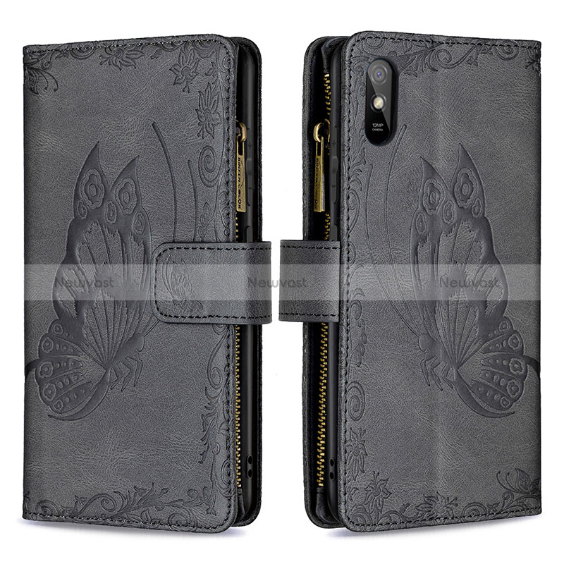 Leather Case Stands Butterfly Flip Cover Holder B03F for Xiaomi Redmi 9A