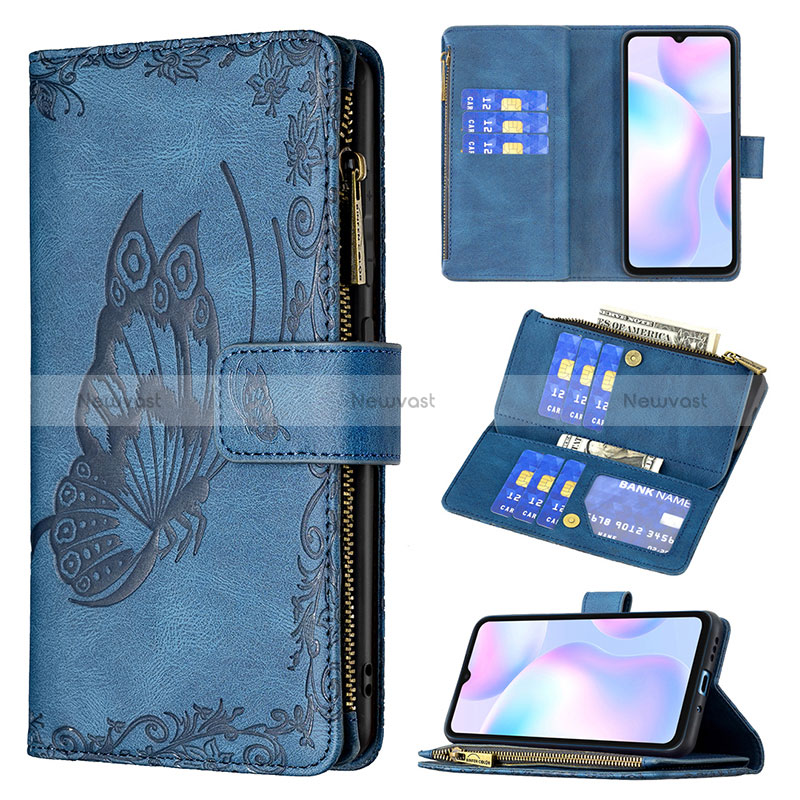 Leather Case Stands Butterfly Flip Cover Holder B03F for Xiaomi Redmi 9A