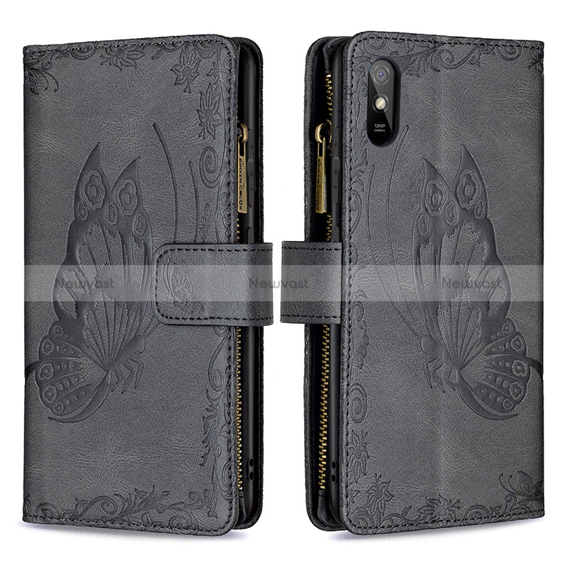 Leather Case Stands Butterfly Flip Cover Holder B03F for Xiaomi Redmi 9i