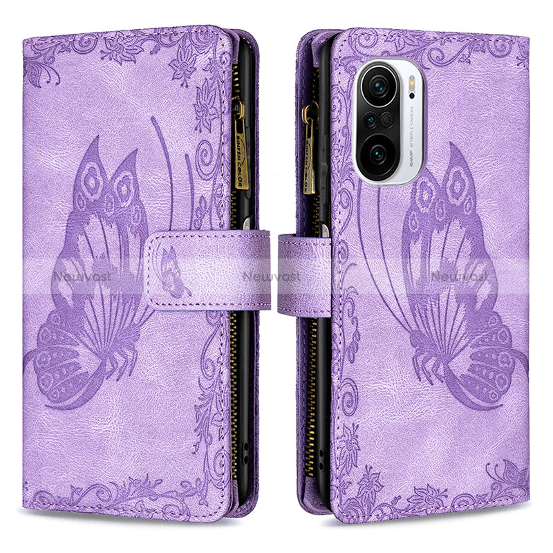 Leather Case Stands Butterfly Flip Cover Holder B03F for Xiaomi Redmi K40 Pro 5G