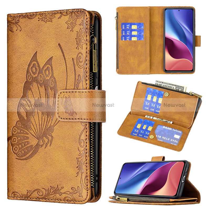 Leather Case Stands Butterfly Flip Cover Holder B03F for Xiaomi Redmi K40 Pro 5G