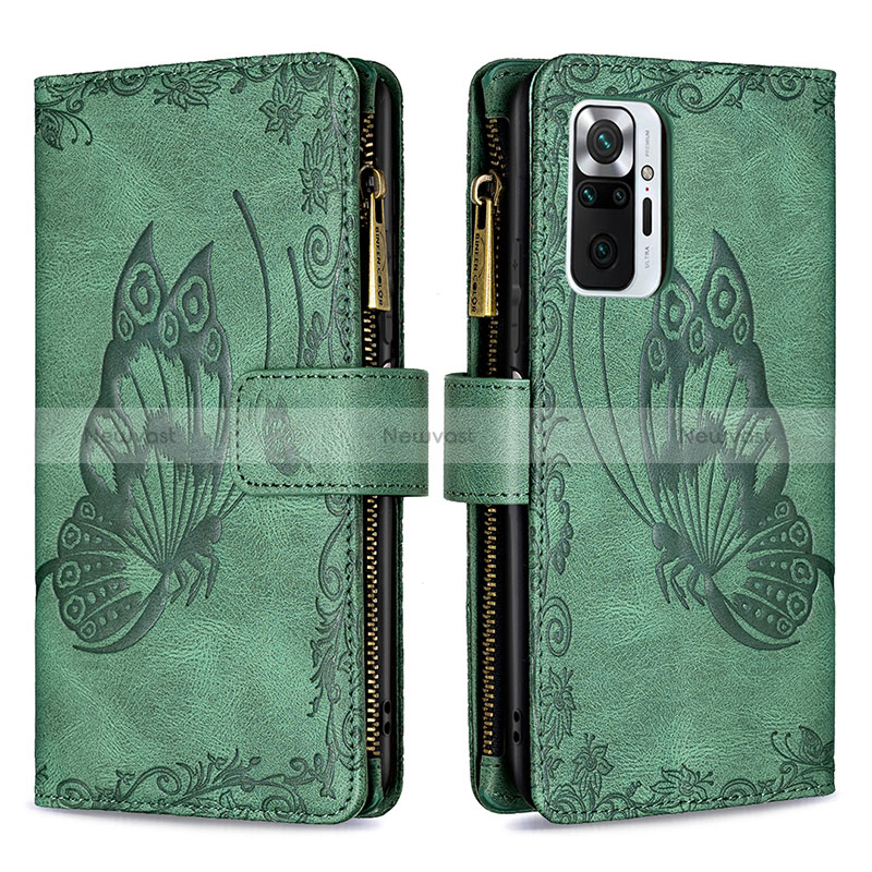 Leather Case Stands Butterfly Flip Cover Holder B03F for Xiaomi Redmi Note 10 Pro 4G