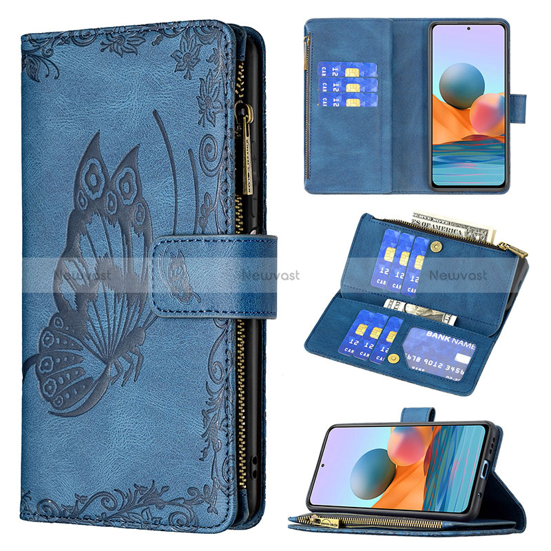 Leather Case Stands Butterfly Flip Cover Holder B03F for Xiaomi Redmi Note 10 Pro 4G