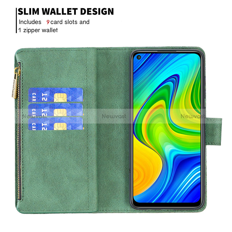 Leather Case Stands Butterfly Flip Cover Holder B03F for Xiaomi Redmi Note 9