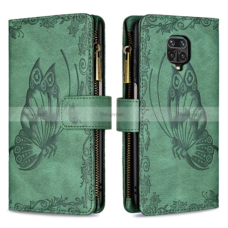 Leather Case Stands Butterfly Flip Cover Holder B03F for Xiaomi Redmi Note 9 Pro Max