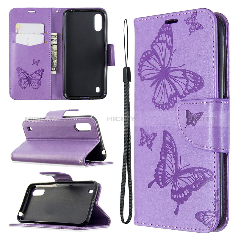 Leather Case Stands Butterfly Flip Cover Holder B13F for Samsung Galaxy A01 SM-A015