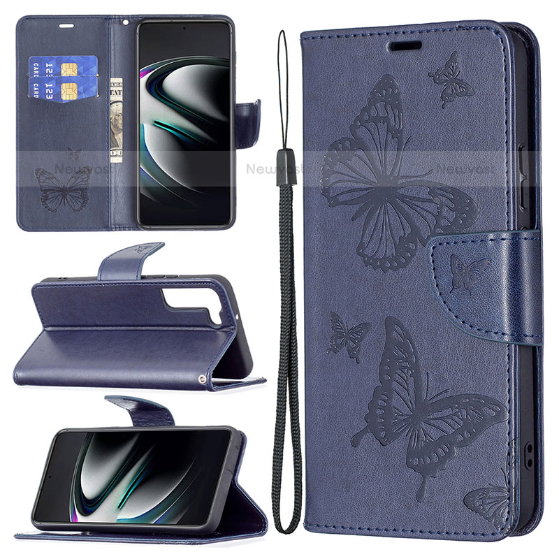 Leather Case Stands Butterfly Flip Cover Holder B13F for Samsung Galaxy S21 5G