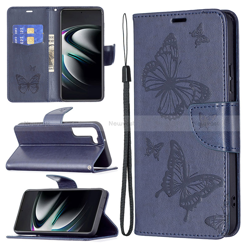 Leather Case Stands Butterfly Flip Cover Holder B13F for Samsung Galaxy S22 Plus 5G