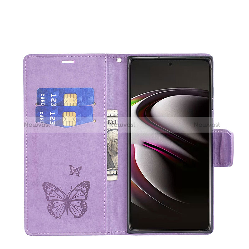 Leather Case Stands Butterfly Flip Cover Holder B13F for Samsung Galaxy S24 Ultra 5G