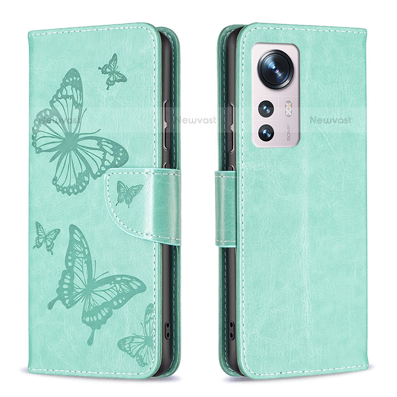 Leather Case Stands Butterfly Flip Cover Holder B13F for Xiaomi Mi 12 Pro 5G