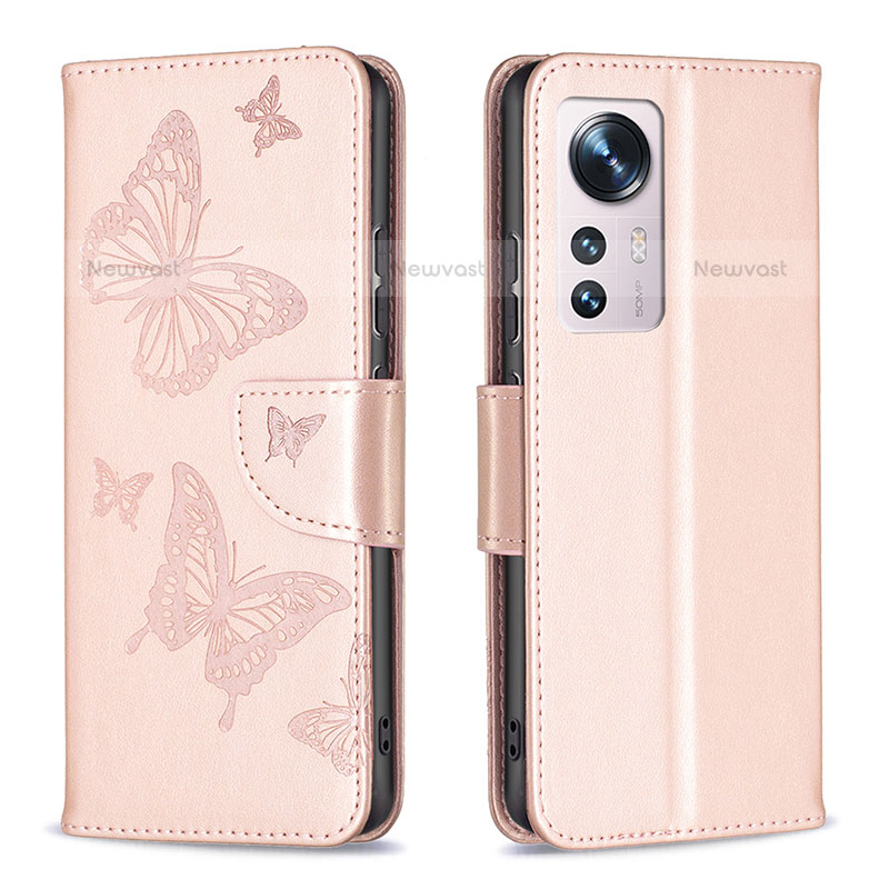 Leather Case Stands Butterfly Flip Cover Holder B13F for Xiaomi Mi 12S 5G