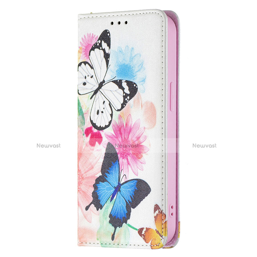 Leather Case Stands Butterfly Flip Cover Holder for Apple iPhone 13 Mini Pink