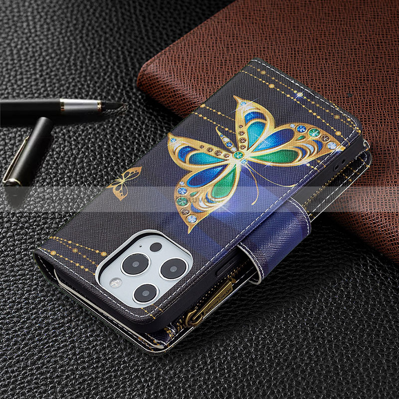 Leather Case Stands Butterfly Flip Cover Holder for Apple iPhone 14 Pro Max Mixed