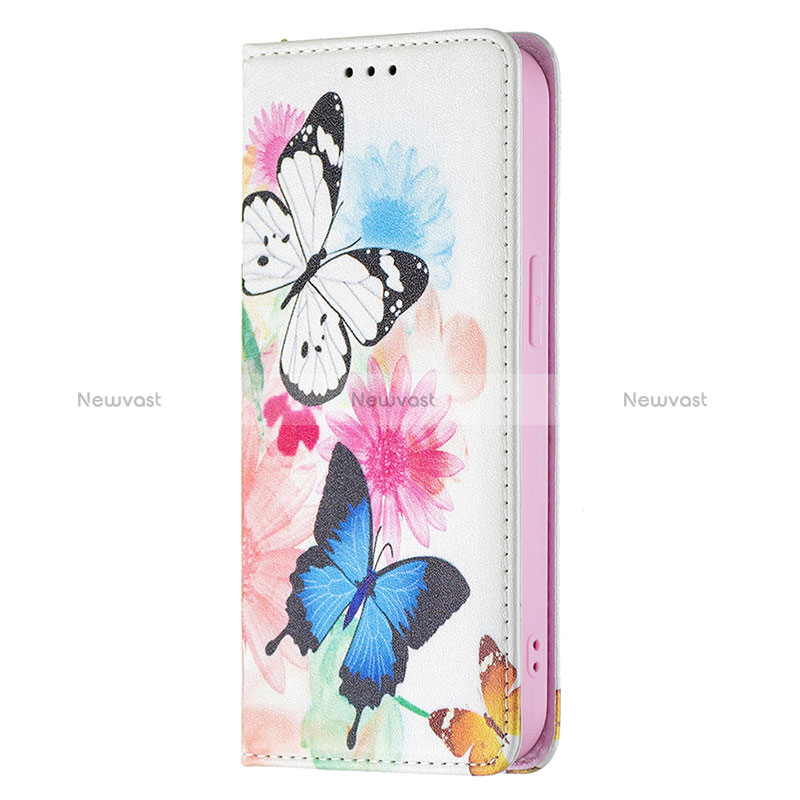 Leather Case Stands Butterfly Flip Cover Holder for Apple iPhone 15 Pink