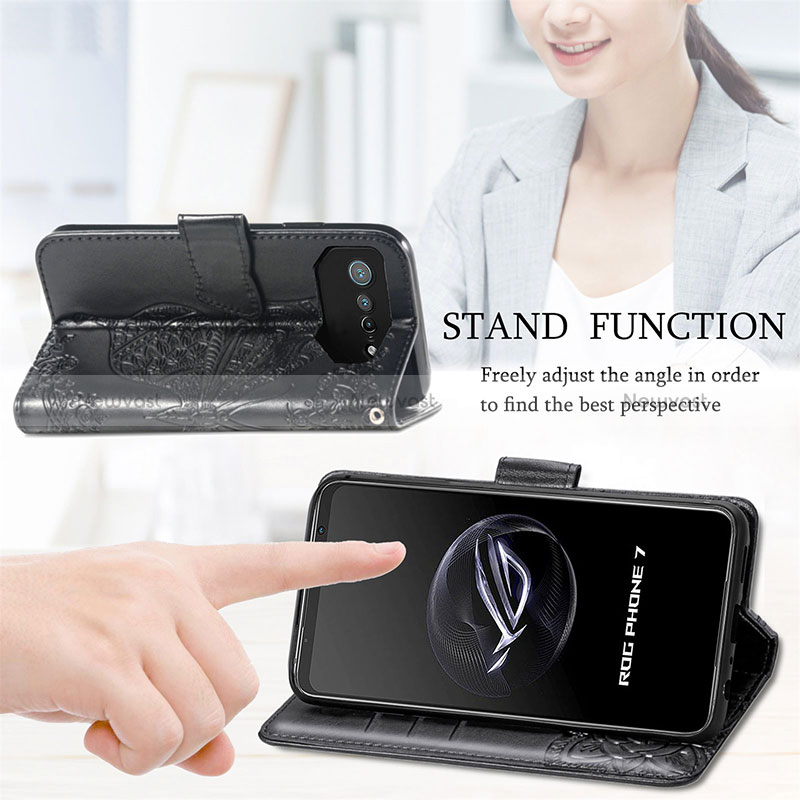 Leather Case Stands Butterfly Flip Cover Holder for Asus ROG Phone 7