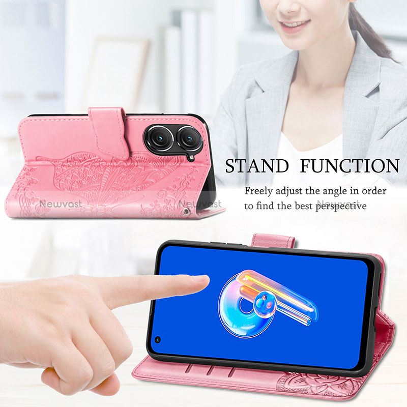 Leather Case Stands Butterfly Flip Cover Holder for Asus Zenfone 9