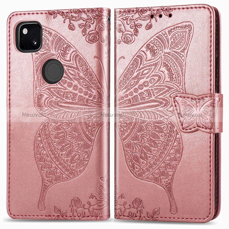 Leather Case Stands Butterfly Flip Cover Holder for Google Pixel 4a