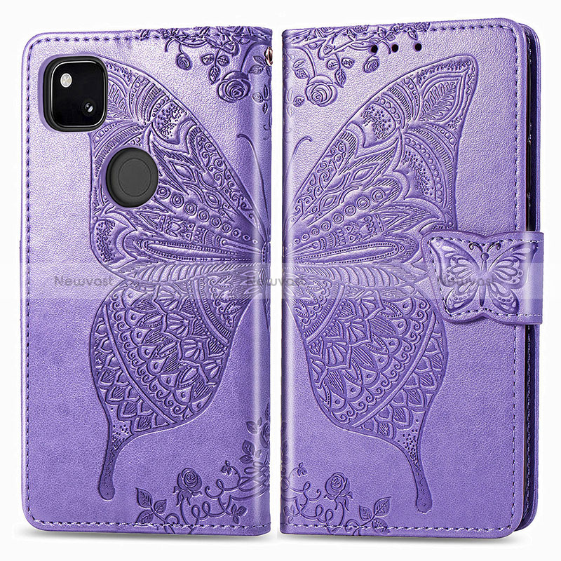 Leather Case Stands Butterfly Flip Cover Holder for Google Pixel 4a