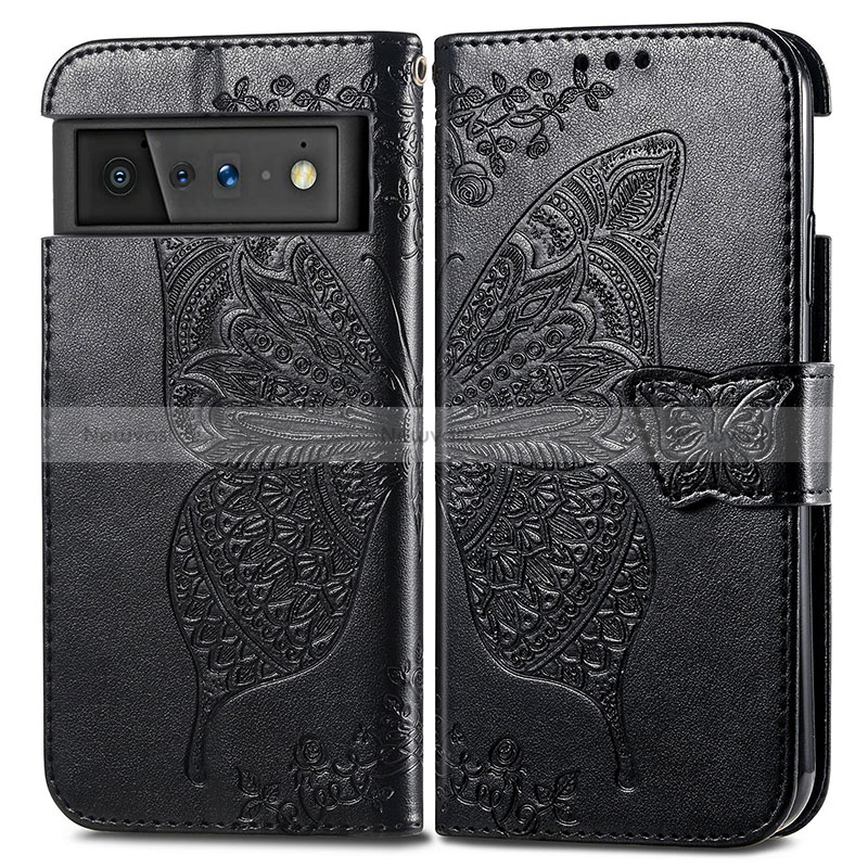 Leather Case Stands Butterfly Flip Cover Holder for Google Pixel 6 5G