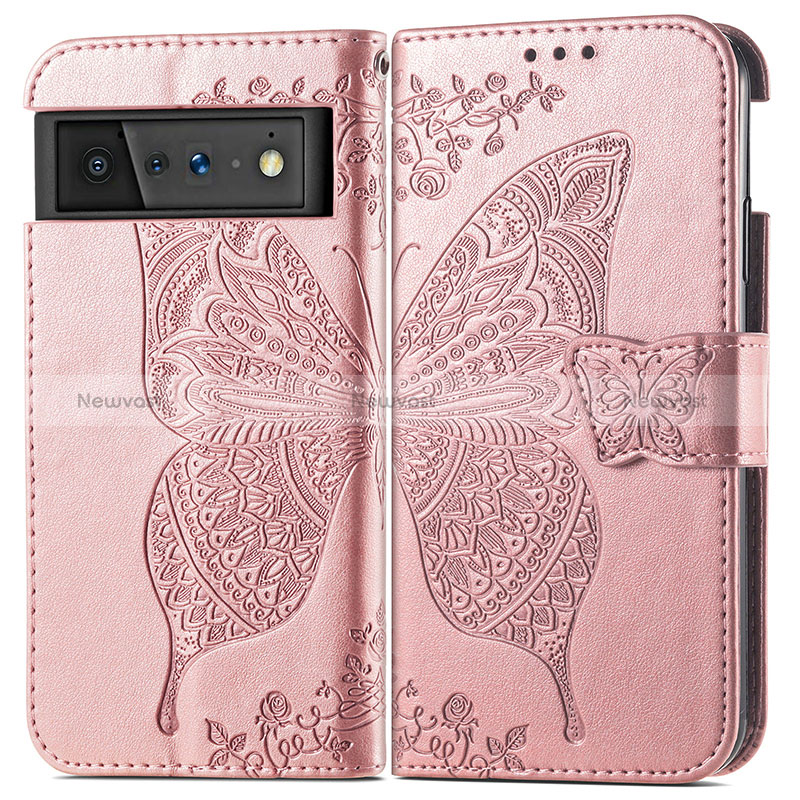 Leather Case Stands Butterfly Flip Cover Holder for Google Pixel 6 5G