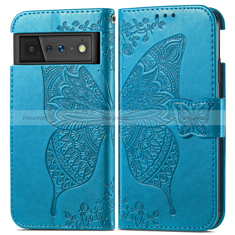 Leather Case Stands Butterfly Flip Cover Holder for Google Pixel 6 5G