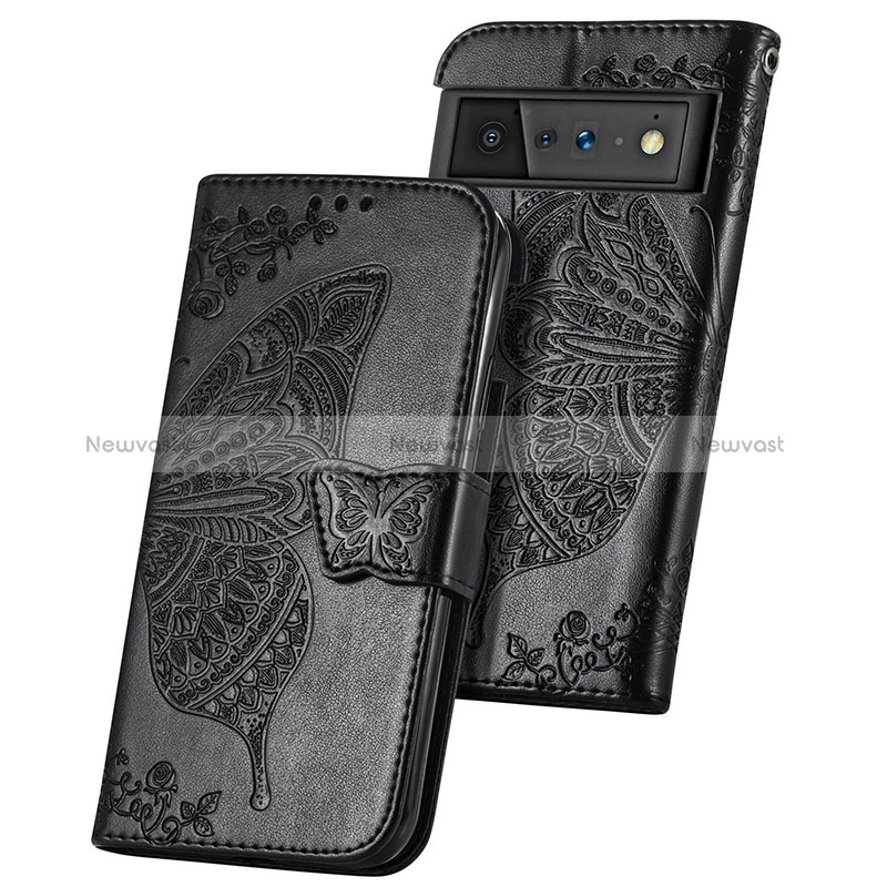 Leather Case Stands Butterfly Flip Cover Holder for Google Pixel 6 Pro 5G