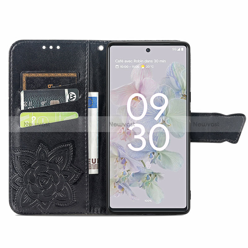 Leather Case Stands Butterfly Flip Cover Holder for Google Pixel 6a 5G