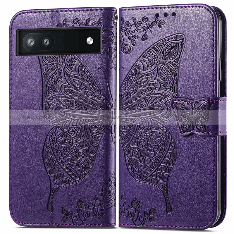 Leather Case Stands Butterfly Flip Cover Holder for Google Pixel 6a 5G