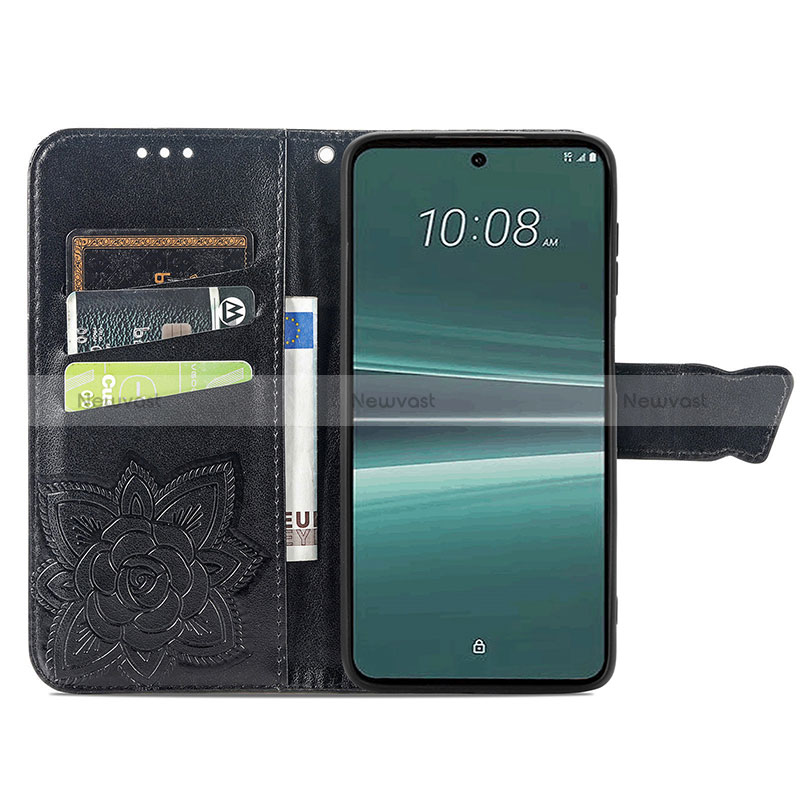 Leather Case Stands Butterfly Flip Cover Holder for HTC U23 5G