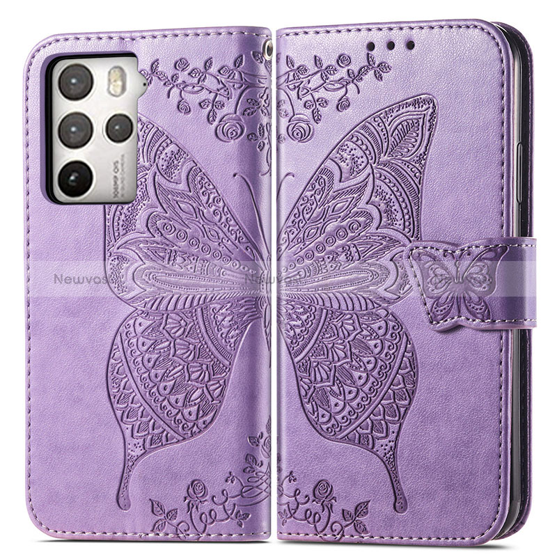 Leather Case Stands Butterfly Flip Cover Holder for HTC U23 Pro 5G Clove Purple