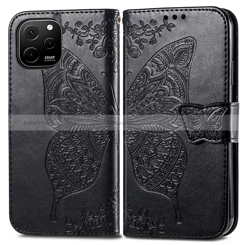 Leather Case Stands Butterfly Flip Cover Holder for Huawei Enjoy 50z Black